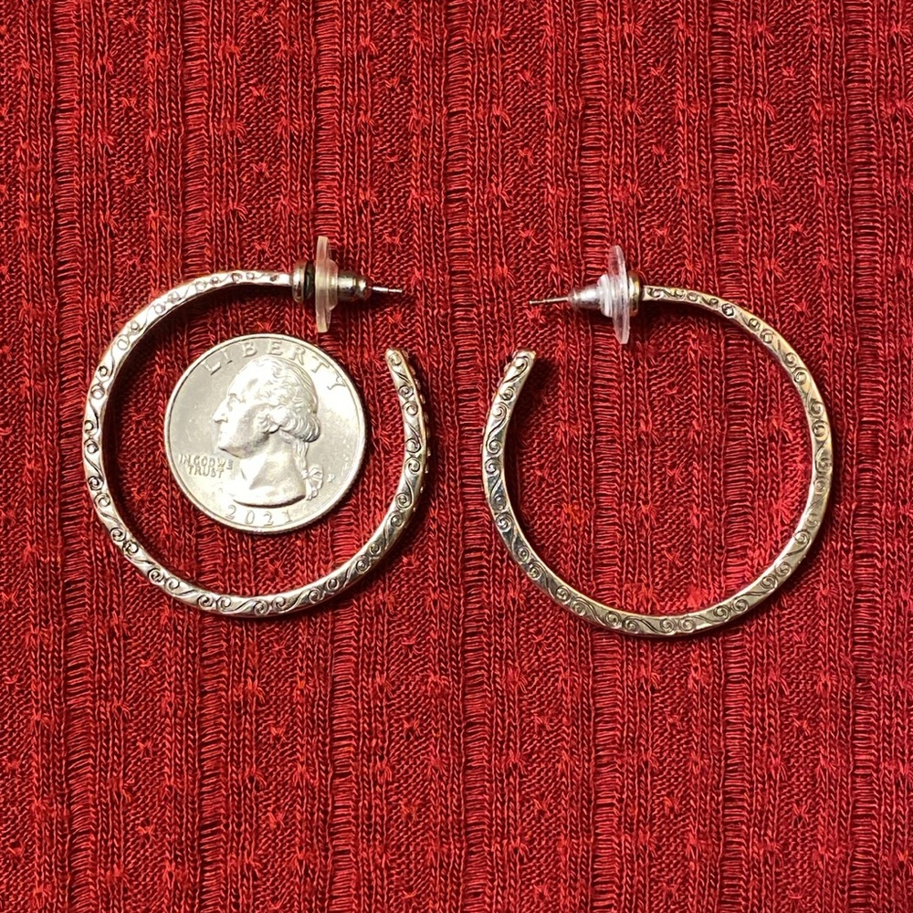 Brighton Pierced Post Hoop Earrings with Crystals - Picture 11 of 13